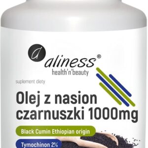 ALINESS Olej z nasion czarnuszki 1000 mg CZARNUSZKA GLUKOZA 60 kapsułek