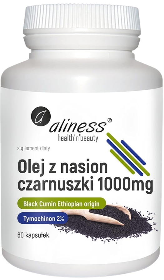 ALINESS Olej z nasion czarnuszki 1000 mg CZARNUSZKA GLUKOZA 60 kapsułek