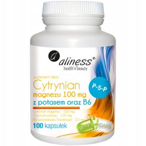 Aliness CYTRYNIAN MAGNEZU 100mg z Potasem oraz Witaminą B6 100kaps