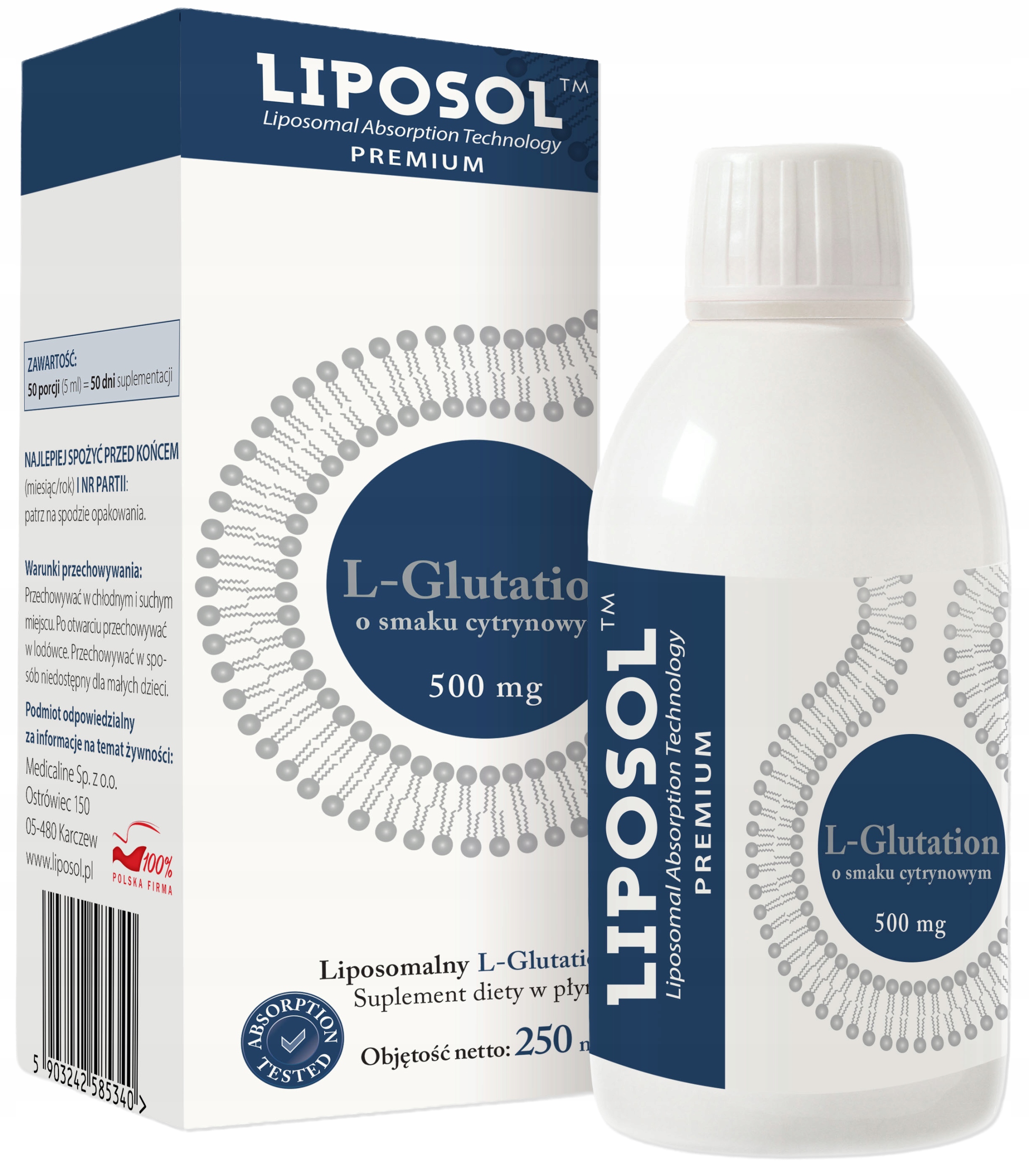 Liposol Liposomalny L-Glutation 500mg 250 ml